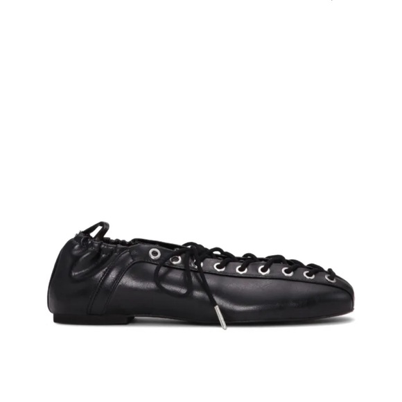 Ganni Black Lace-Up Flats - Picture 1 of 5